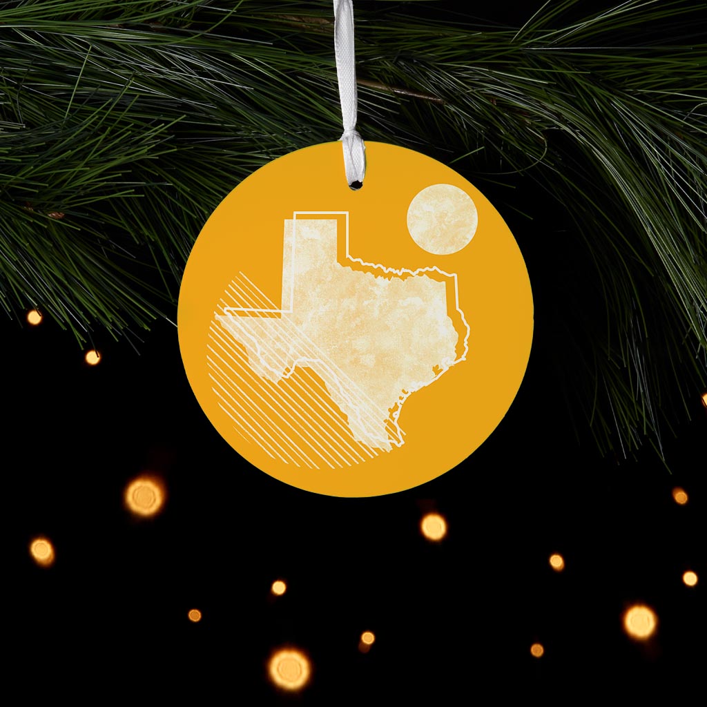 Bright Modern Geometric On Orange Texas| Wood Ornament | Eaches | Min 6