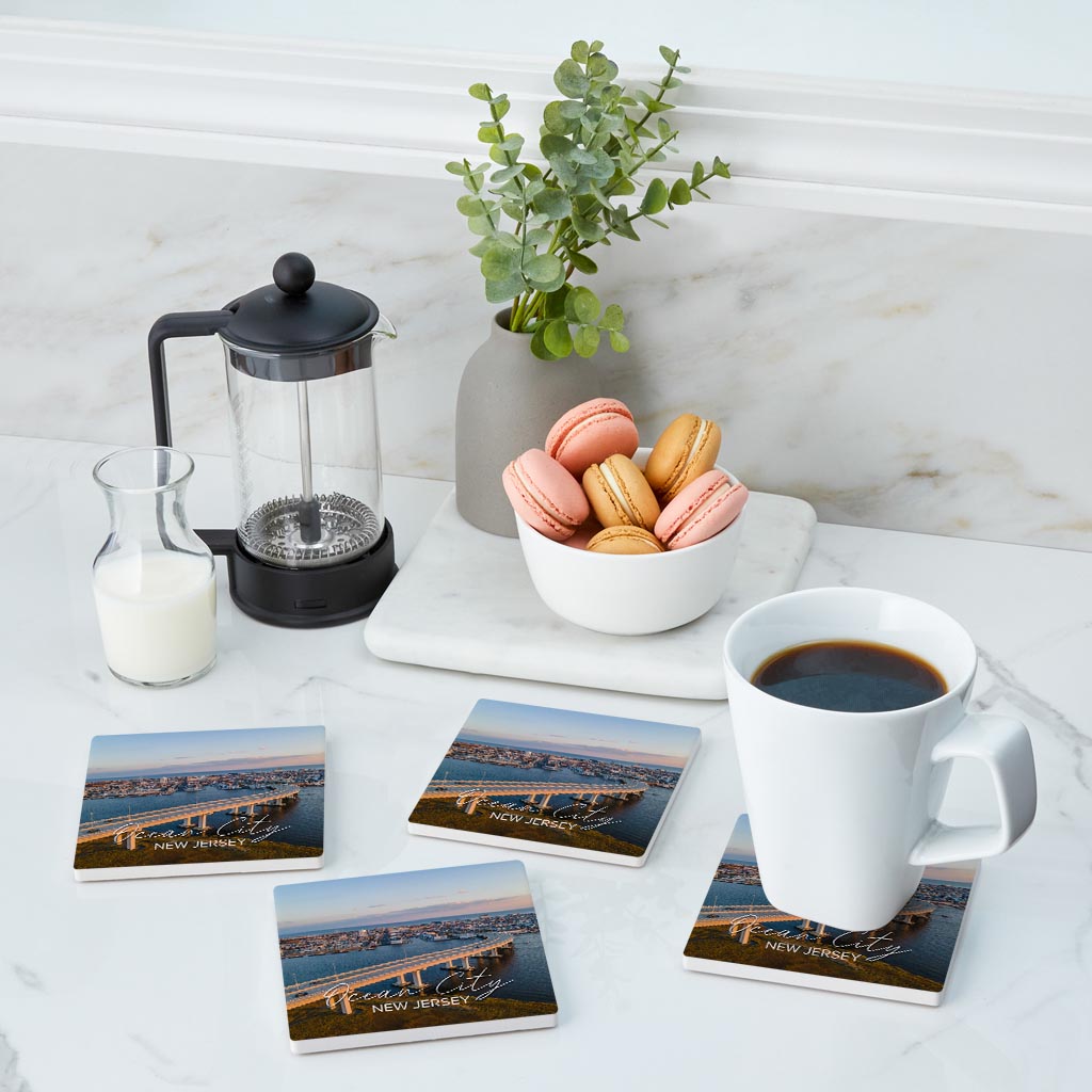 9Th Street Bridge Square Coaster | Absorbent Coasters | Set of 4 | Min 2