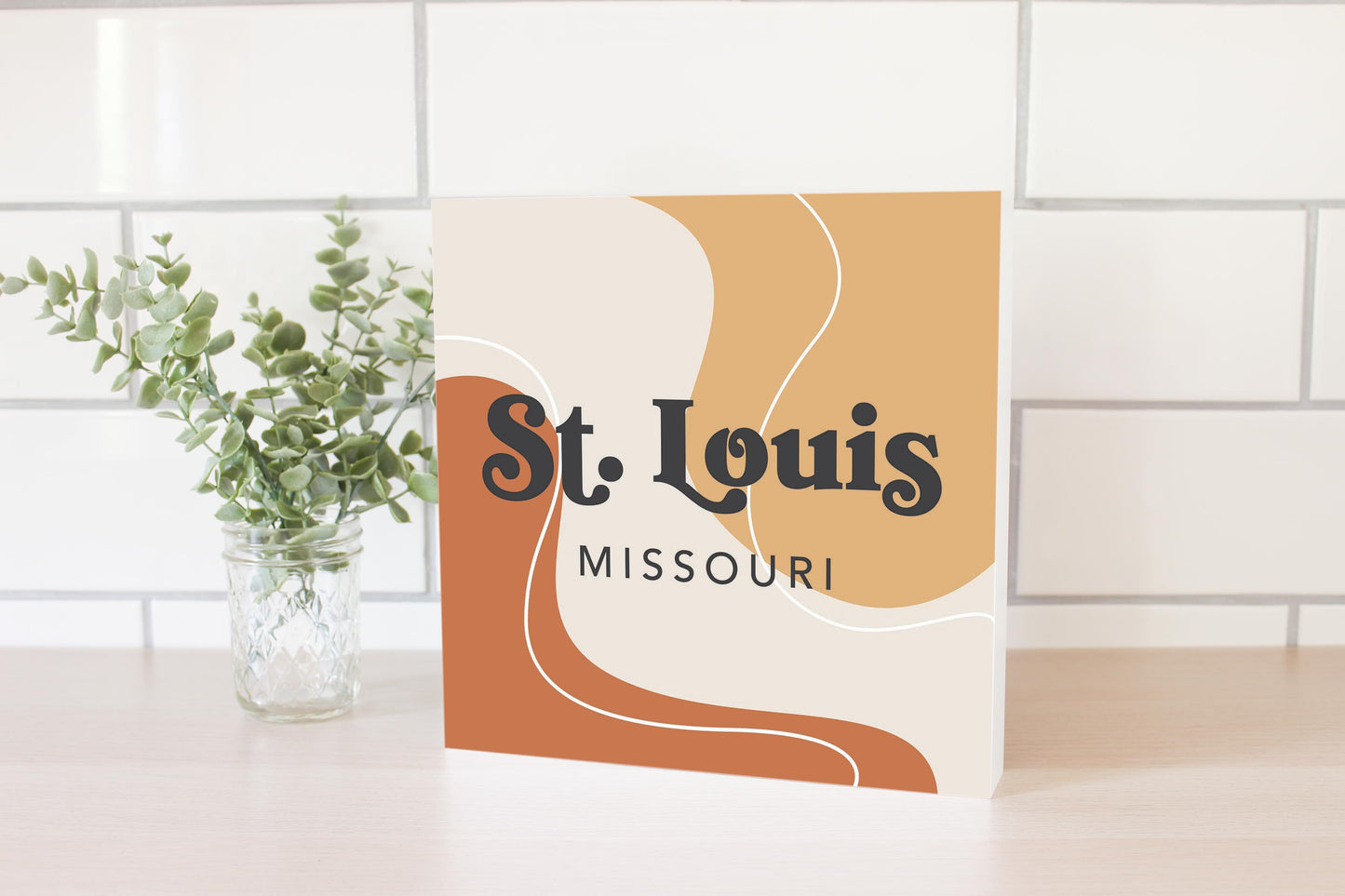 Vintage Groove Fluid Orange Missouri St Louis | Wood Block | Eaches | Min 2