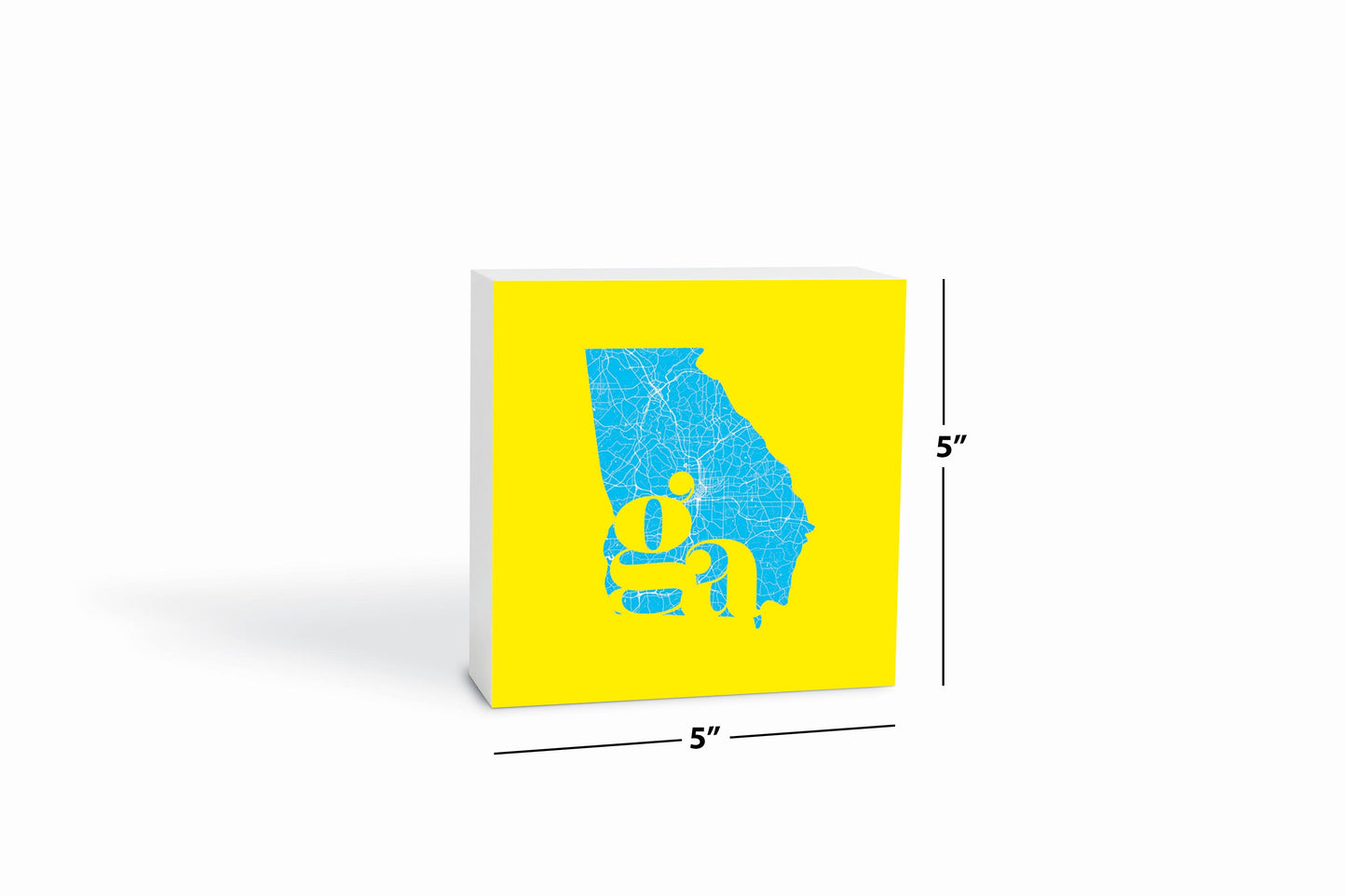 Bright Modern Abbreviated State Yellow Georgia | Wood Block | Eaches | Min 4