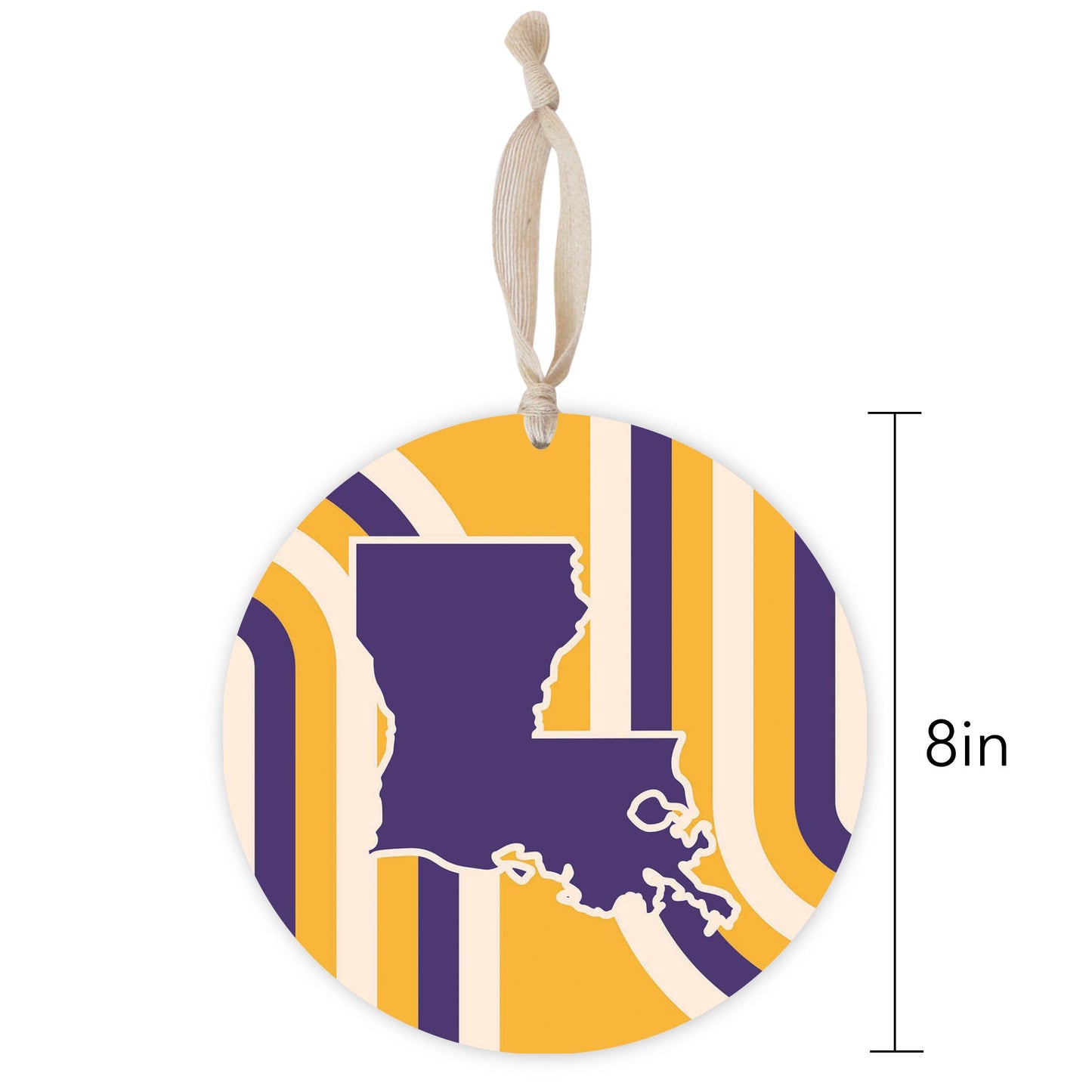 Purple Gold Louisiana Retro State Shape | Wood Ornament | Eaches | Min 1