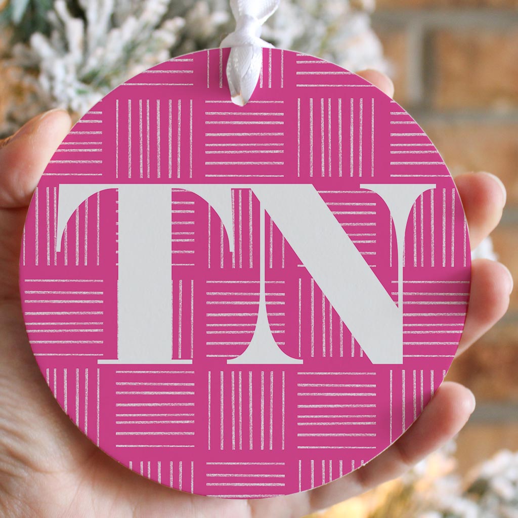 Bright Modern Abbreviated On Pink Tennessee| Wood Ornament | Eaches | Min 6