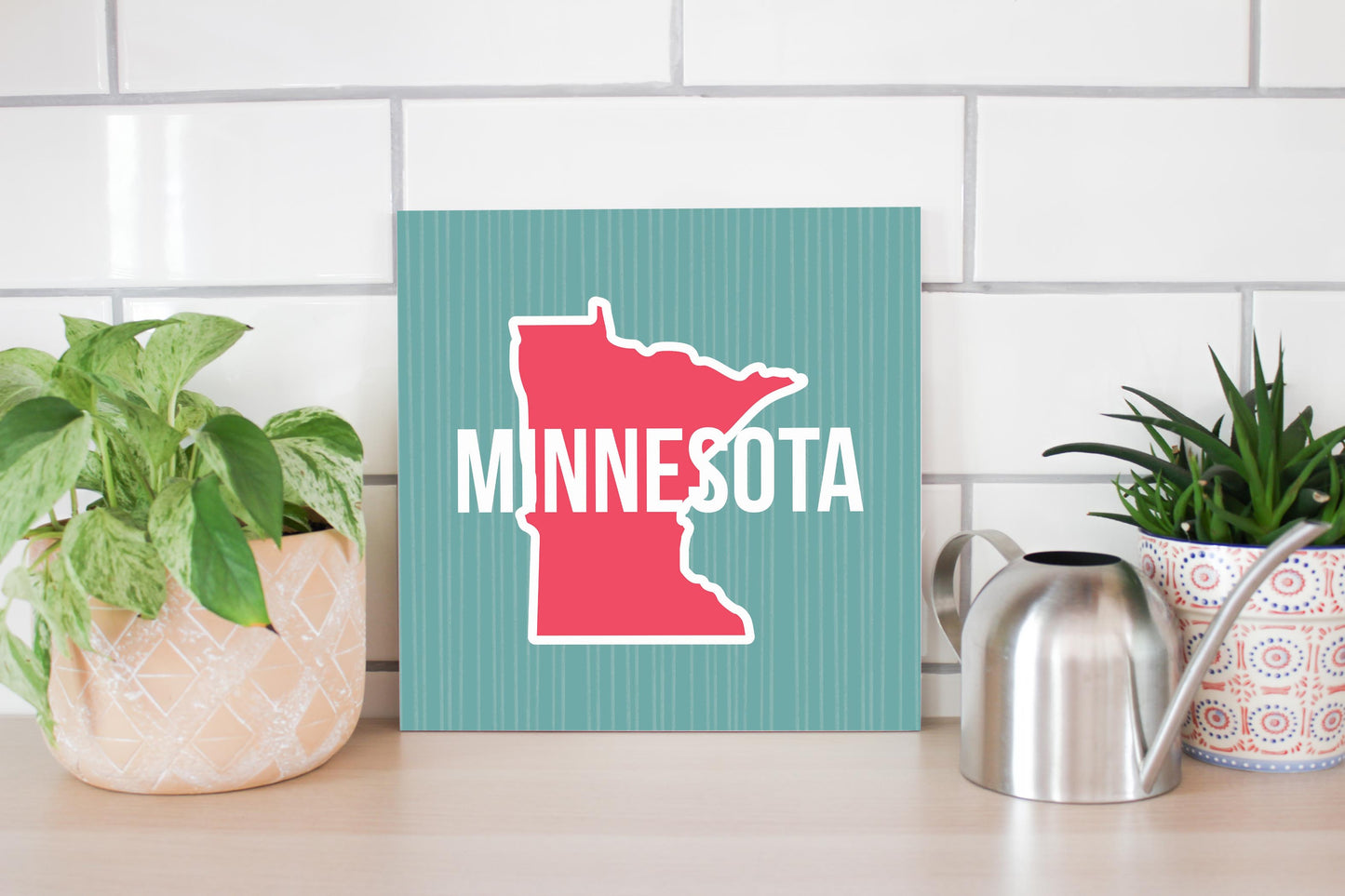 Boho Color State On Blue Minnesota | Wood Sign | Eaches | Min 2