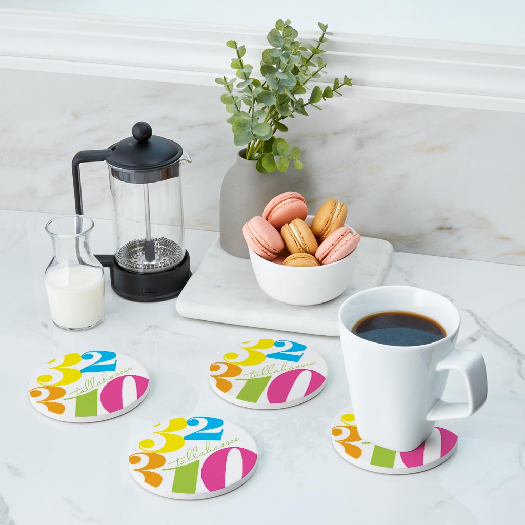 Bright Modern Color Block City Zip Florida Tallahassee | Absorbent Coasters | Set of 4 | Min 2