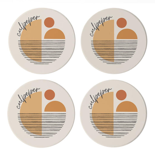 Vintage Groove Shapes Virginia Culpeper | Absorbent Coasters | Set of 4 | Min 2