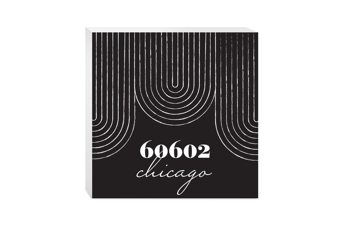 Black And White City Zip On Black Illinois Chicago | Wood Block | Eaches | Min 2