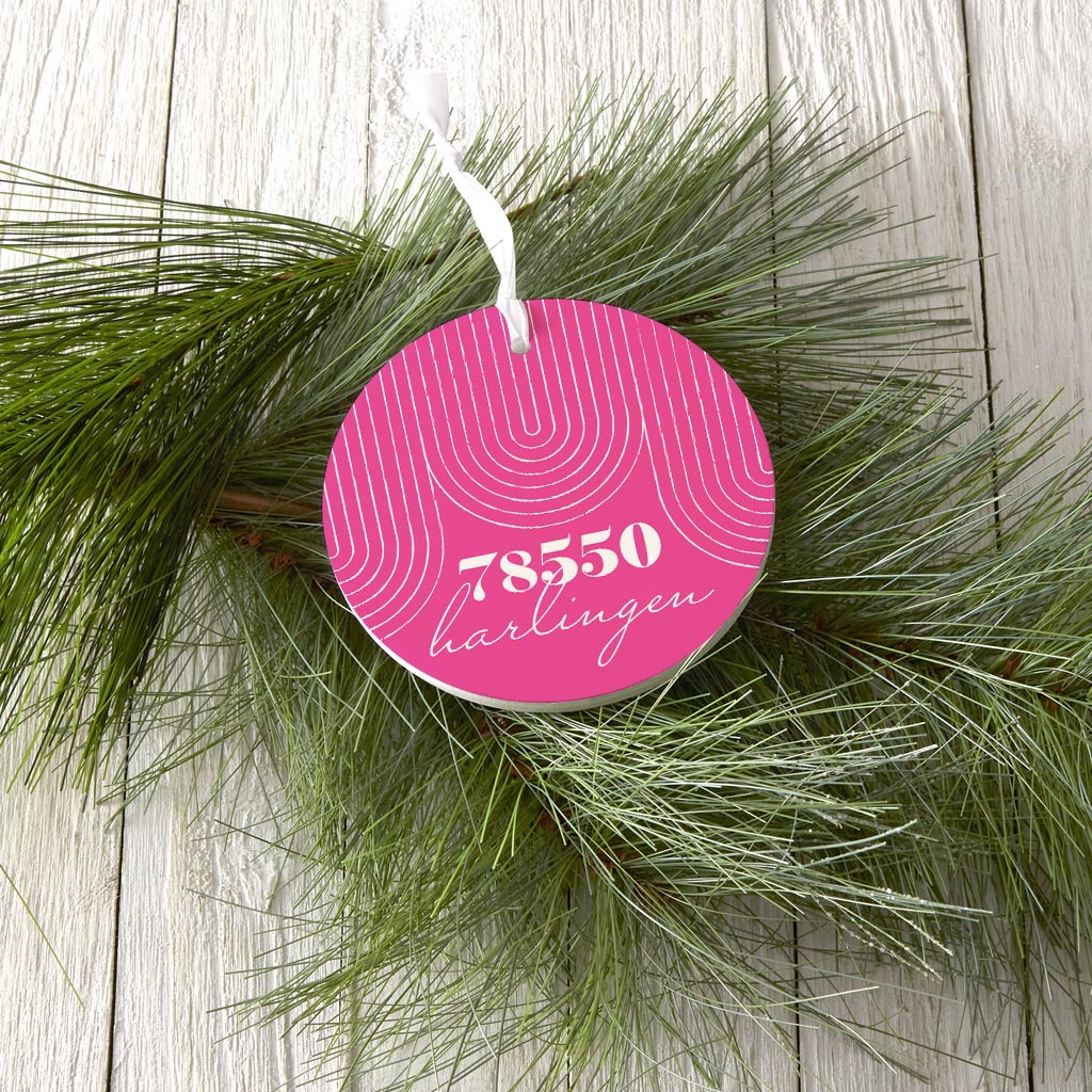 Bright Modern City Zip On Pink Texas Harlingen | Wood Ornament | Eaches | Min 6