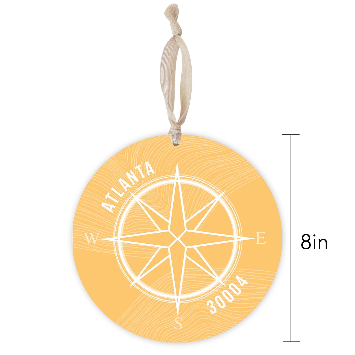 Boho Color Compass Zip On Yellow Georgia Atlanta | Wood Ornament | Eaches | Min 1