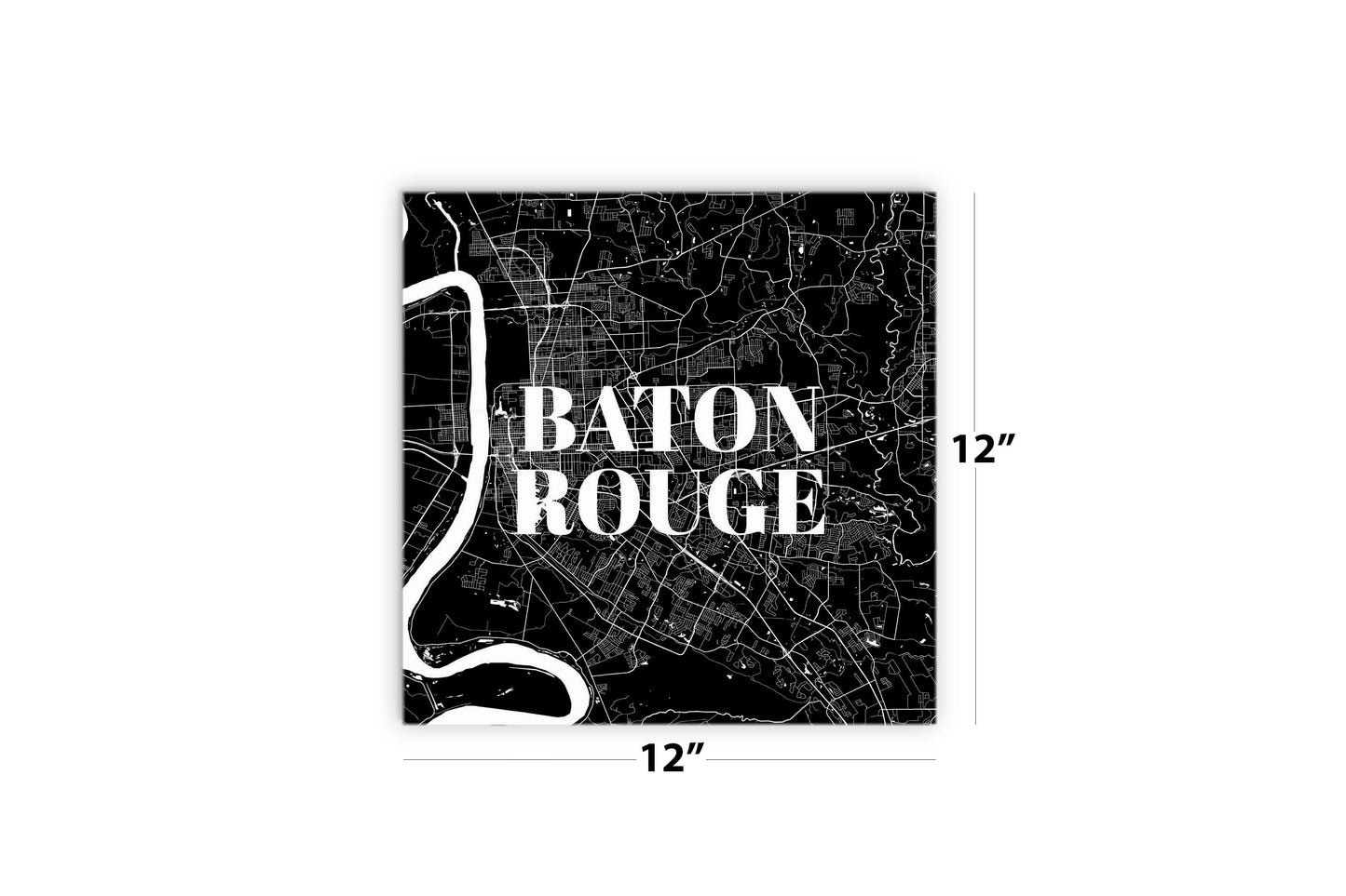 Minimalistic Baton Rouge Black Map | Wood Sign | Eaches | Min 2