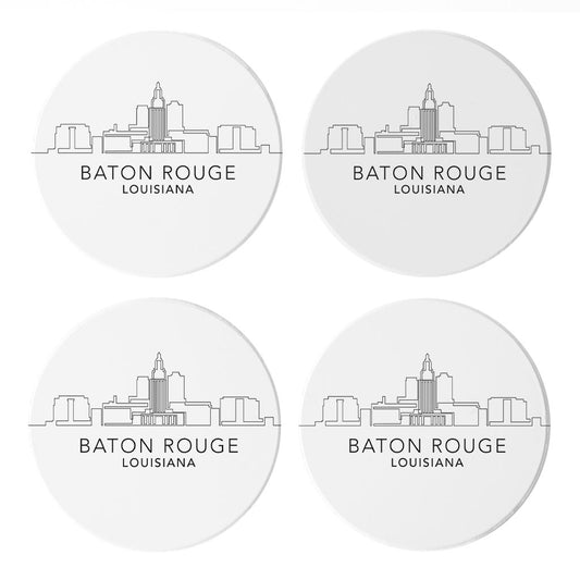 Minimalistic Baton Rouge Skyline | Absorbent Coasters | Set of 4 | Min 2