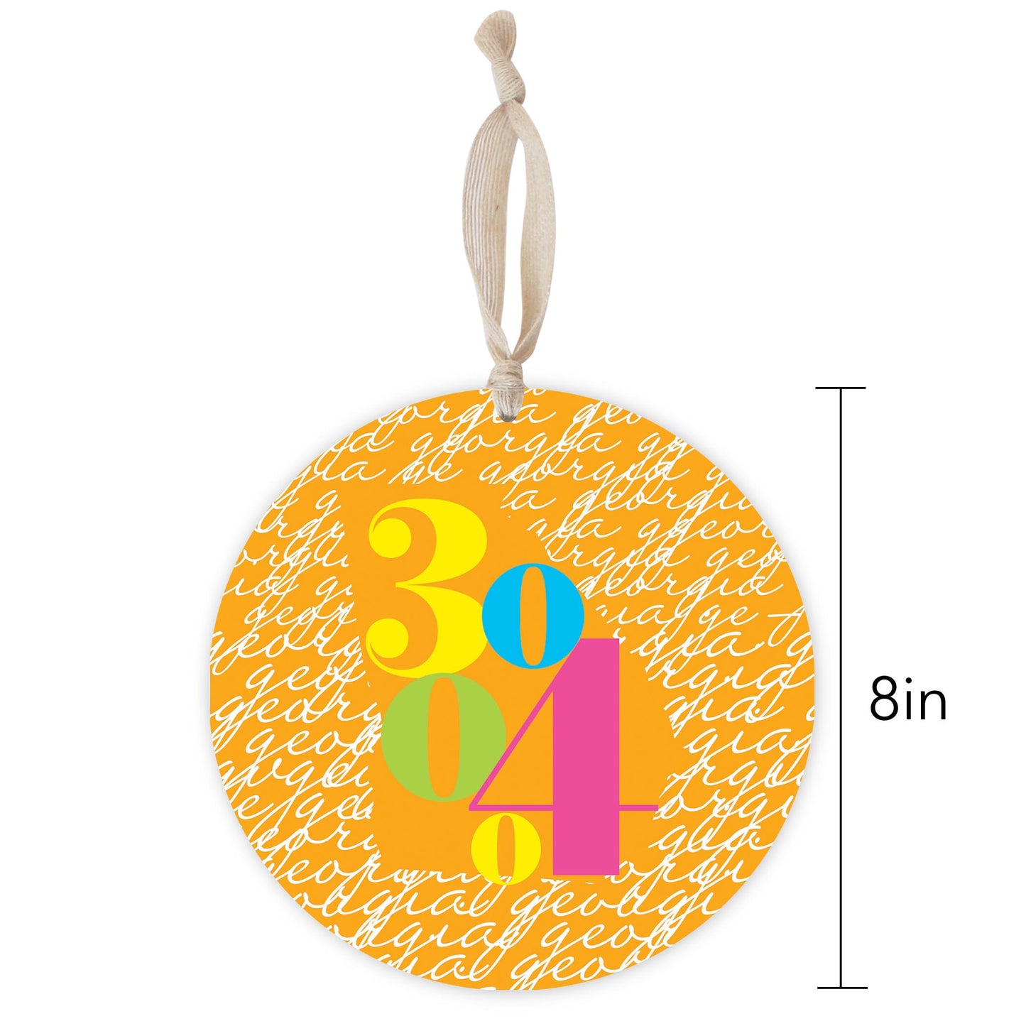 Bright Modern State Script Orange Georgia Atlanta | Wood Ornament | Eaches | Min 1