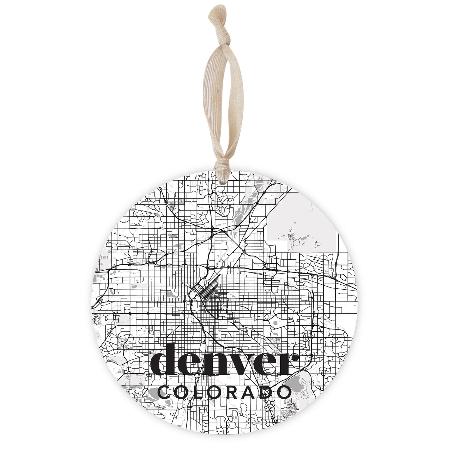 Black And White White Map Colorado Denver | Wood Ornament | Eaches | Min 1