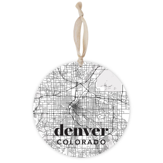 Black And White White Map Colorado Denver | Wood Ornament | Eaches | Min 1