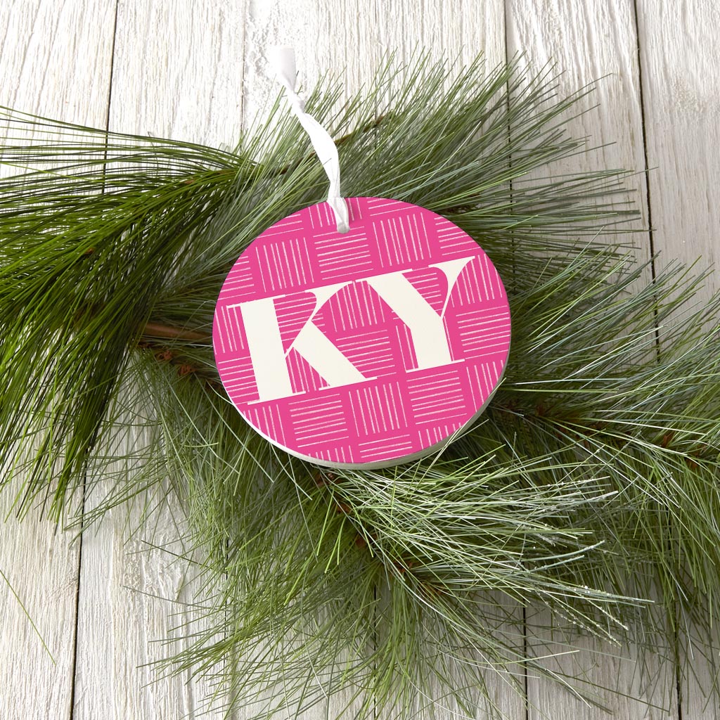 Bright Modern Abbreviated On Pink Kentucky | Wood Ornament | Eaches | Min 6