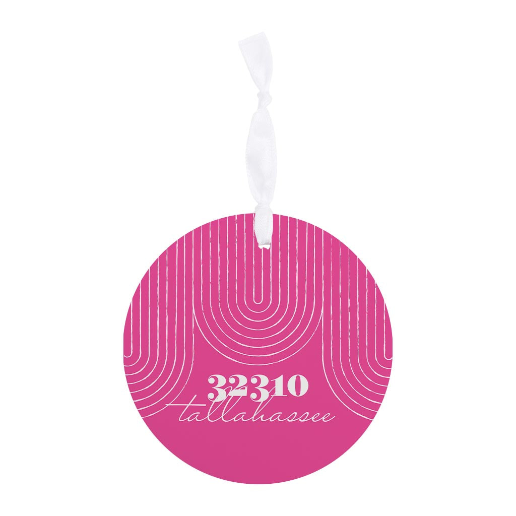 Bright Modern City Zip On Pink Florida Tallahassee | Wood Ornament | Eaches | Min 6