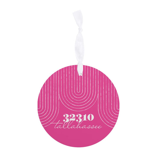 Bright Modern City Zip On Pink Florida Tallahassee | Wood Ornament | Eaches | Min 6