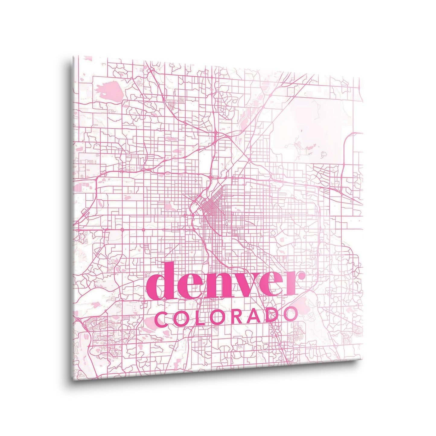 Bright Modern Pink Map Colorado Denver | Hi-Def Glass Art | Eaches | Min 2