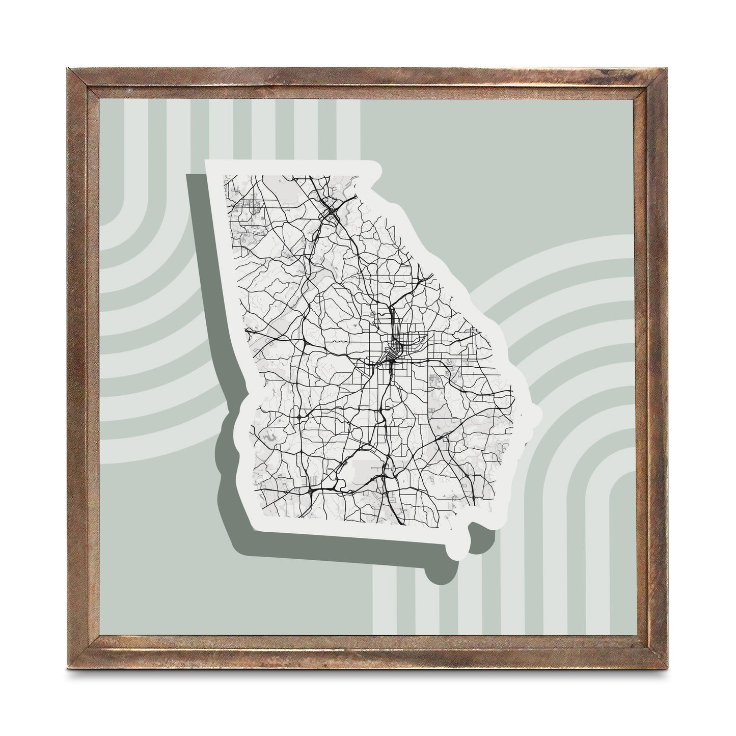 Vintage Groove Light Green Lines Map Georgia Atlanta | Wood Sign | Eaches | Min 1