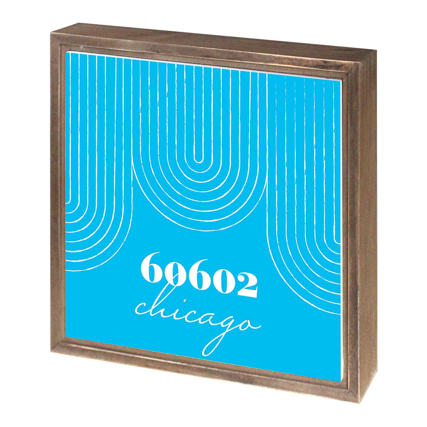 Bright Modern City Zip On Teal Illinois Chicago | Wood Sign | Eaches | Min 1