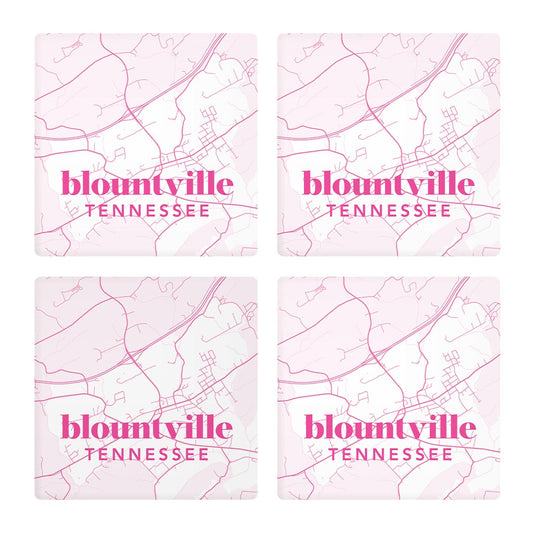 Bright Modern Pink Map Tennessee Blountville | Absorbent Coasters | Set of 4 | Min 2