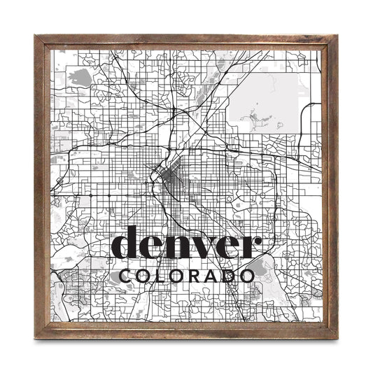 Black And White White Map Colorado Denver | Wood Sign | Eaches | Min 1