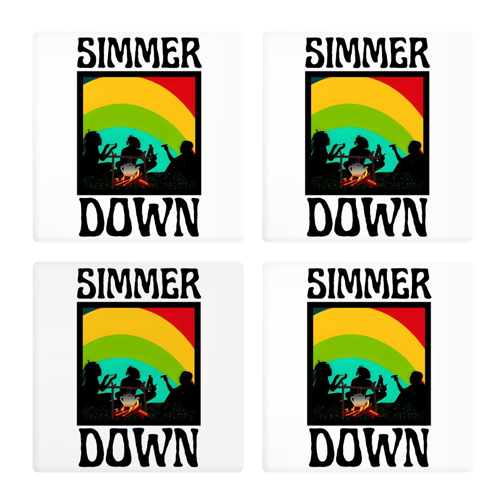 Square Coasters Simmer Down Communal Fire Set of Four | 4x4