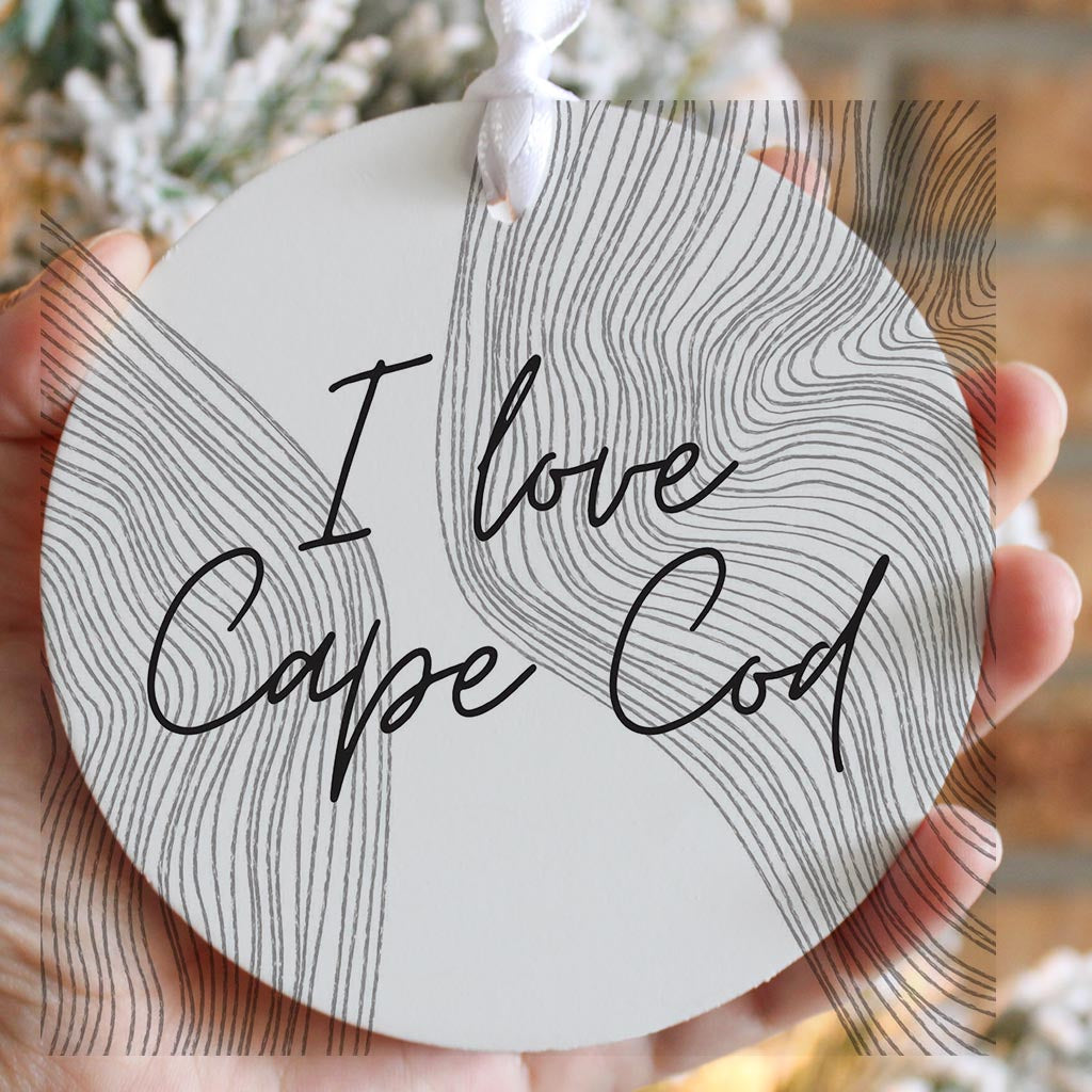 Minimalistic B&W Cape Cod I Love Cape Cod | Wood Ornament | Eaches | Min 6