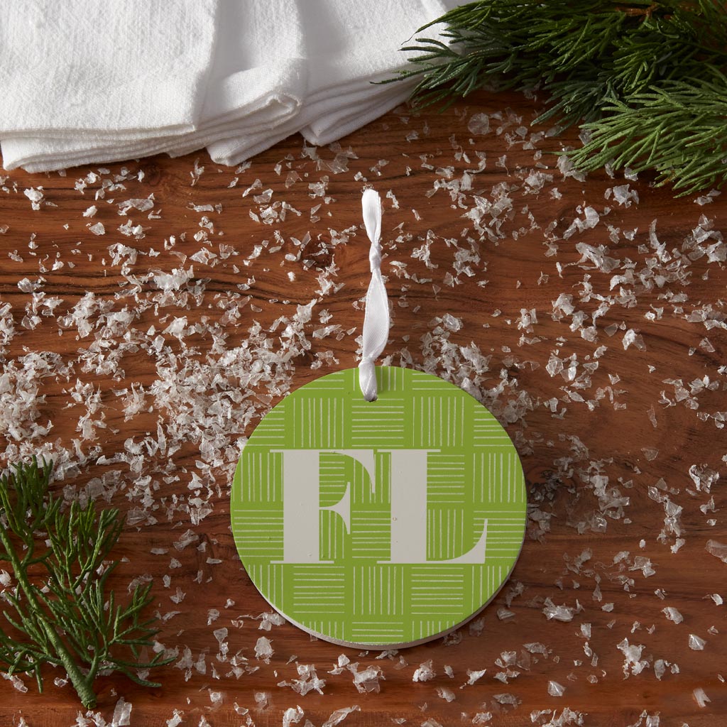 Bright Modern Abbreviated On Green Florida| Wood Ornament | Eaches | Min 6