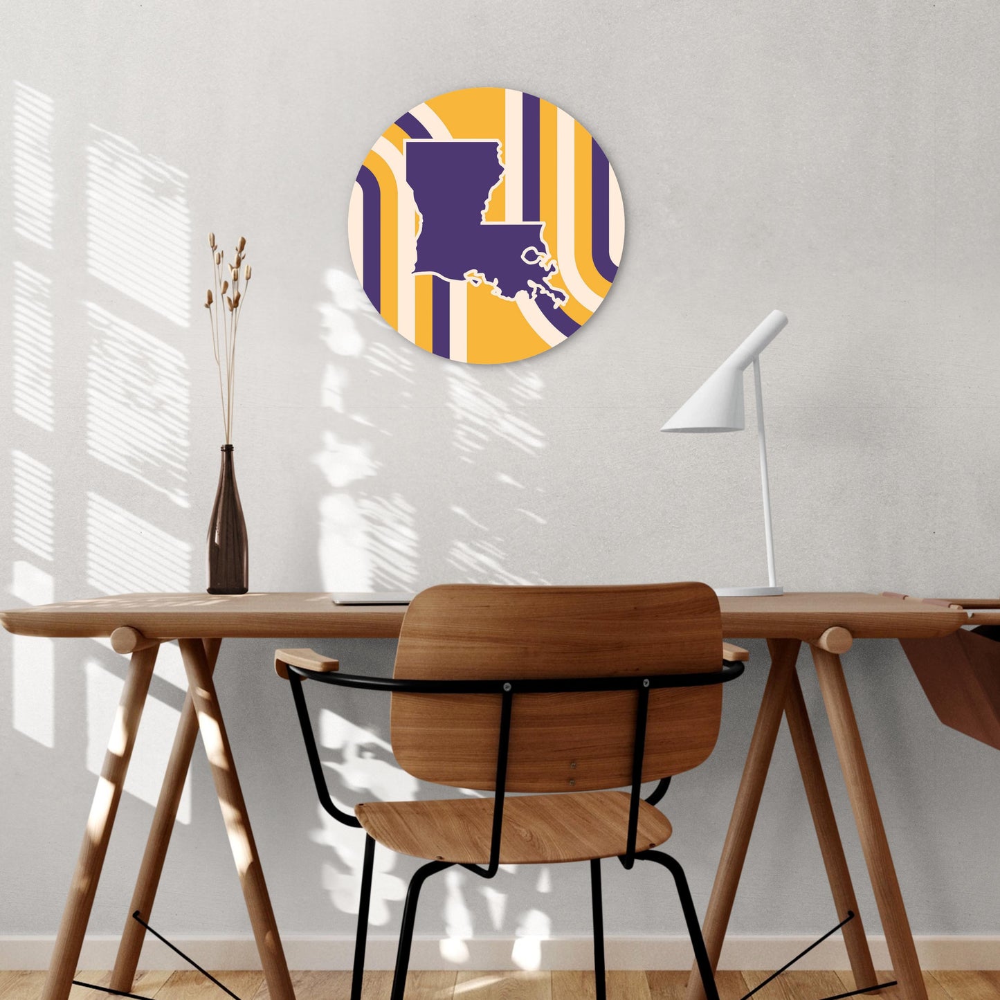 Purple Gold Louisiana Retro State Shape | Wood Sign | Eaches | Min 1