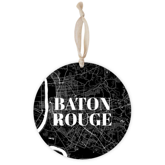 Minimalistic Baton Rouge Black Map | Wood Ornament | Eaches | Min 1