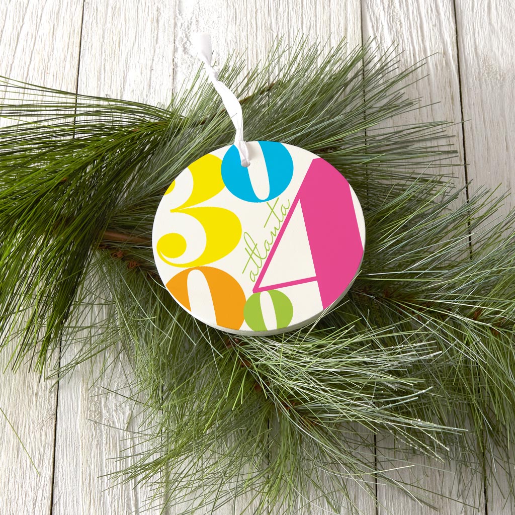 Bright Modern Color Block City Zip Georgia Atlanta | Wood Ornament | Eaches | Min 6