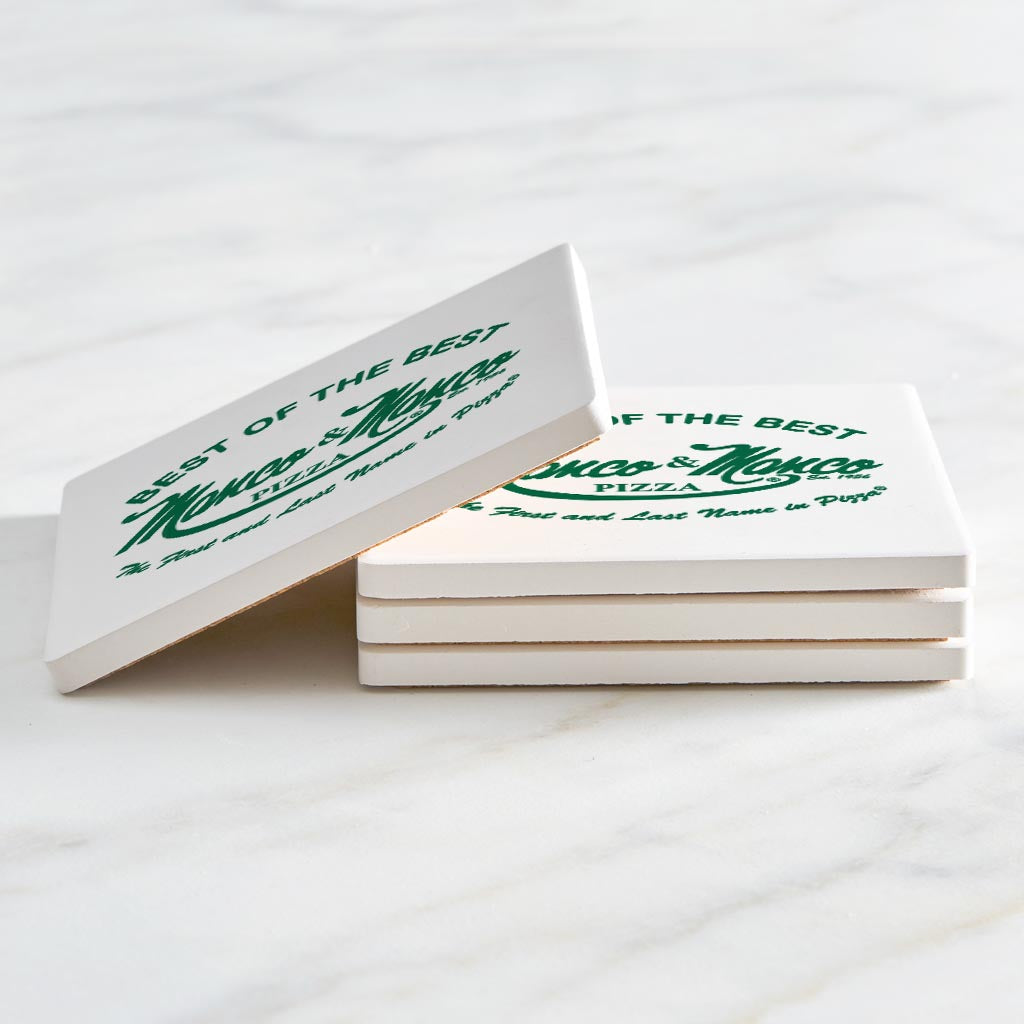 Manco Pizza Logo | Absorbent Coasters | Set of 4 | Min 2