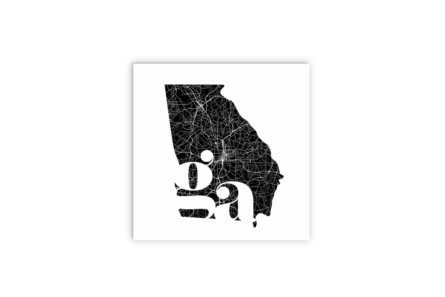 Black And White Abbreviated State Map White Georgia | Wood Sign | Eaches | Min 2