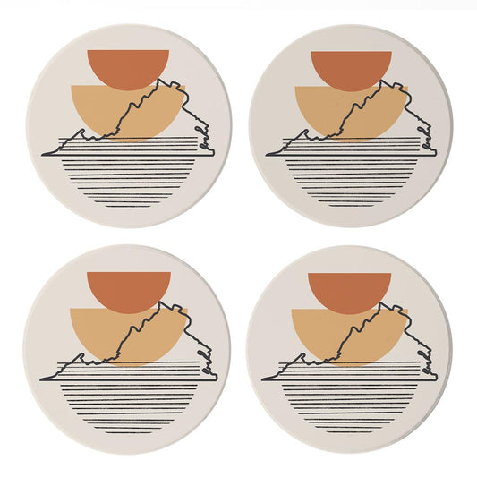 Vintage Groove Shape Stack Virginia | Absorbent Coasters | Set of 4 | Min 2