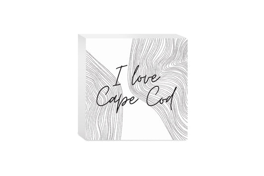 Minimalistic B&W Cape Cod I Love Cape Cod | Wood Block | Eaches | Min 4