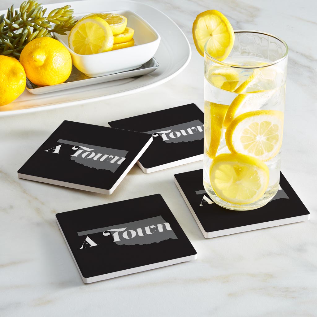 Minimalistic B&W Ardmore Ok A Town Black | Absorbent Coasters | Set of 4 | Min 2