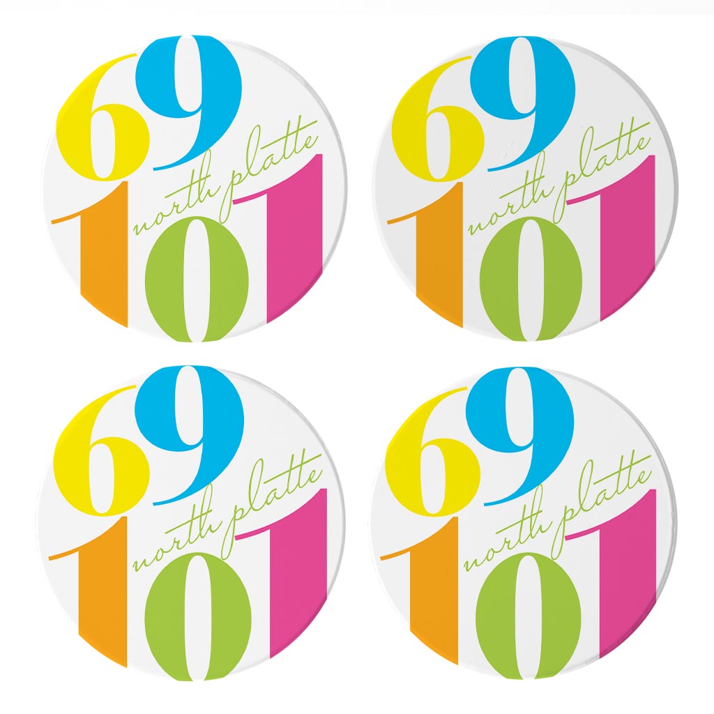 Bright Modern Color Block City Zip Nebraska North Platte | Absorbent Coasters | Set of 4 | Min 2