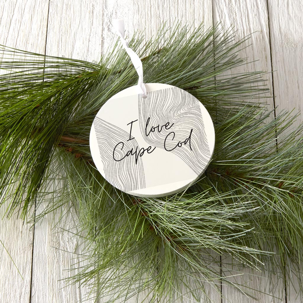 Minimalistic B&W Cape Cod I Love Cape Cod | Wood Ornament | Eaches | Min 6