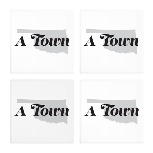 Minimalistic B&W Ardmore Ok A Town White | Absorbent Coasters | Set of 4 | Min 2