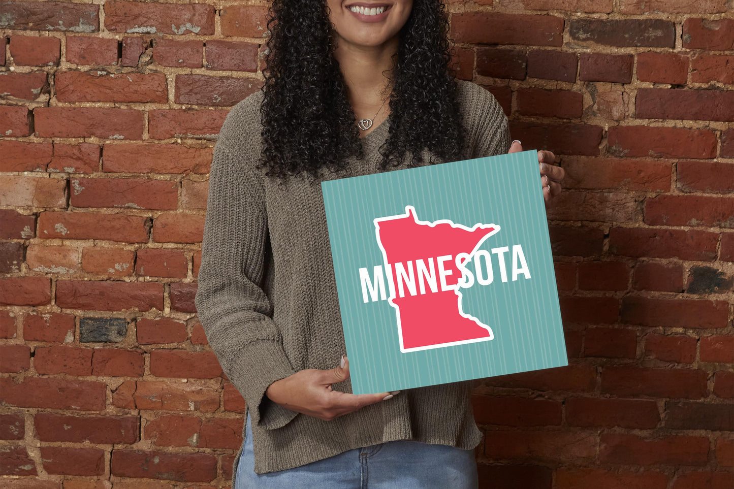 Boho Color State On Blue Minnesota | Wood Sign | Eaches | Min 2