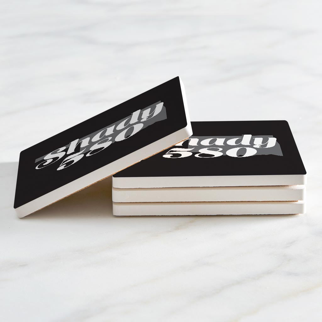 Minimalistic B&W Ardmore Ok Shady 580 Black | Absorbent Coasters | Set of 4 | Min 2