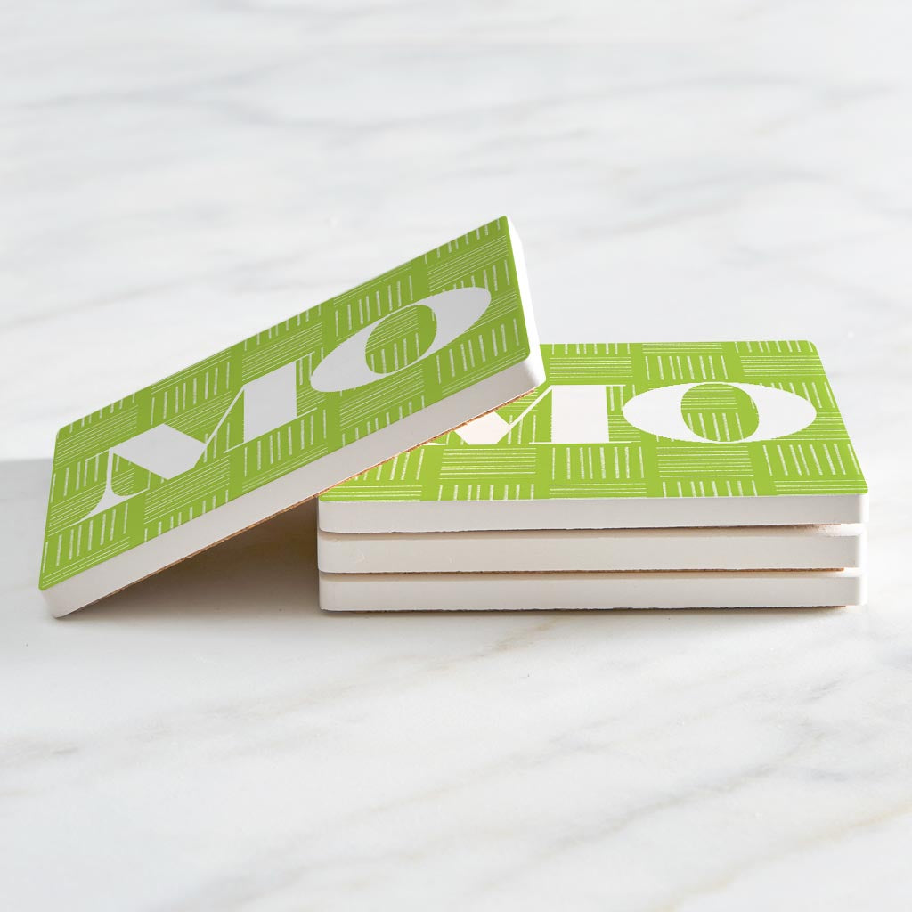 Bright Modern Abbreviated On Green Missouri | Absorbent Coasters | Set of 4 | Min 2