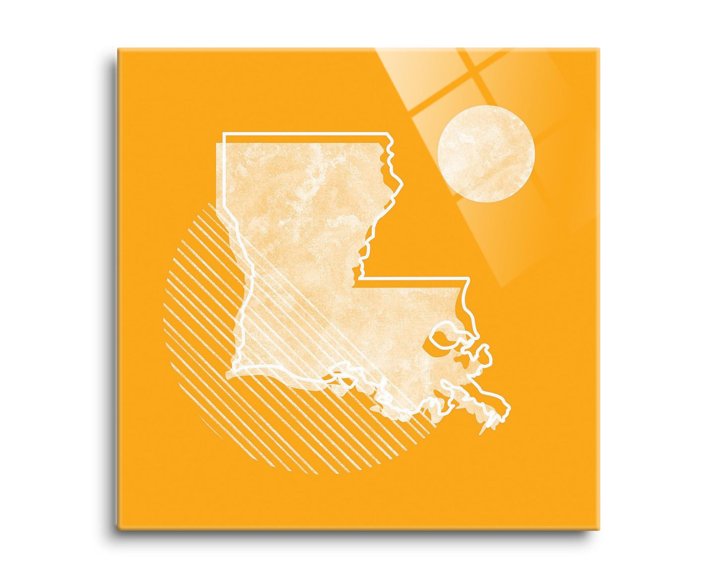 Bright Modern Geometric On Orange Louisiana | Hi-Def Glass Art | Eaches | Min 2