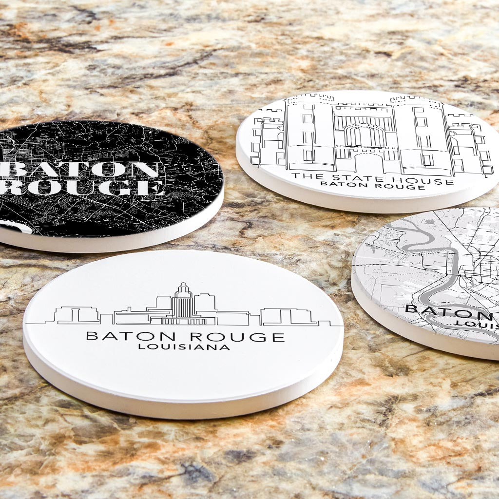 Minimalistic Baton Rouge | Absorbent Coasters | Set of 4 | Min 2