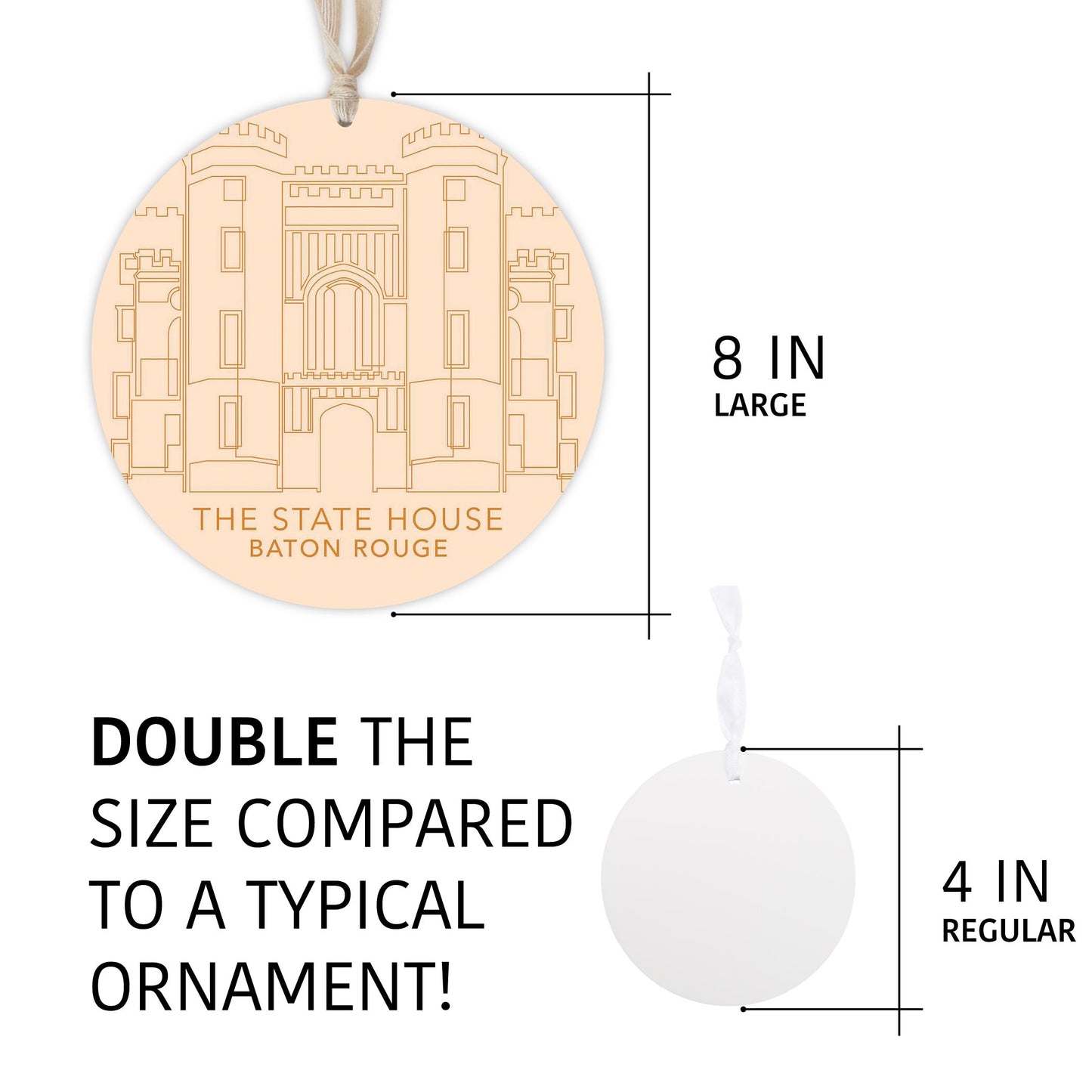 Minimalistic Baton Rouge State House Colorful | Wood Ornament | Eaches | Min 1