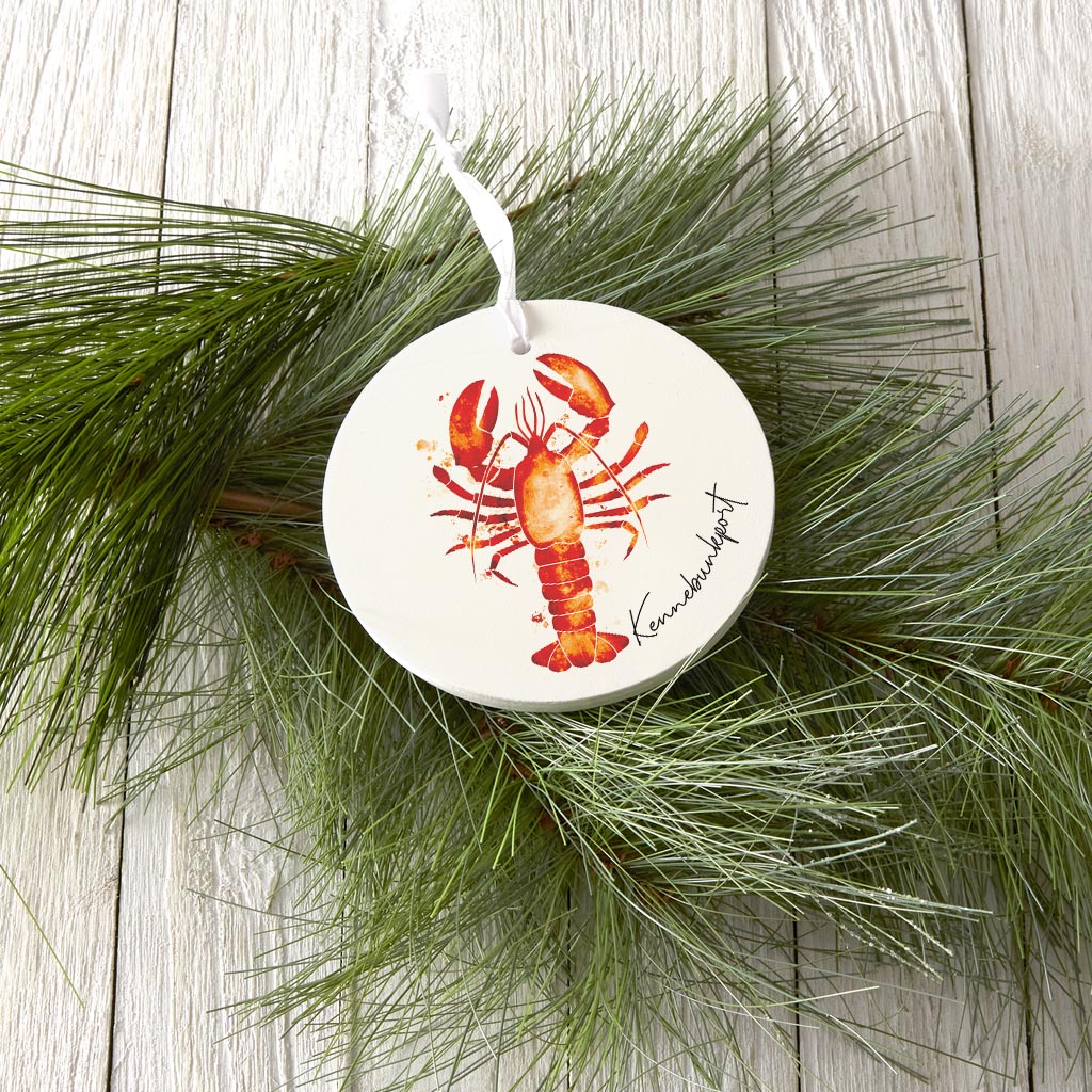 Kennebunkport Maine Lobster Orange| Wood Ornament | Eaches | Min 6