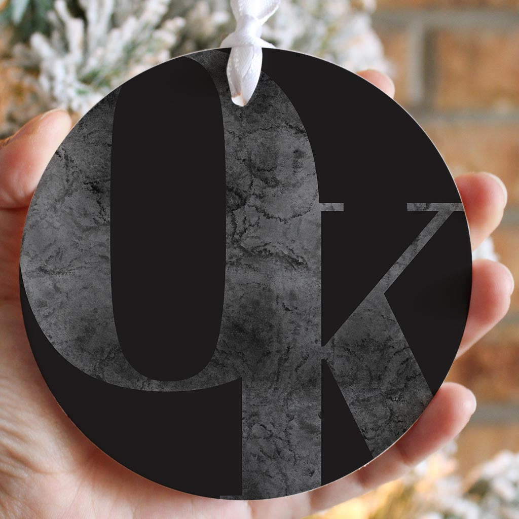 Minimalistic B&W Ardmore Ok Black Initials | Wood Ornament | Eaches | Min 6