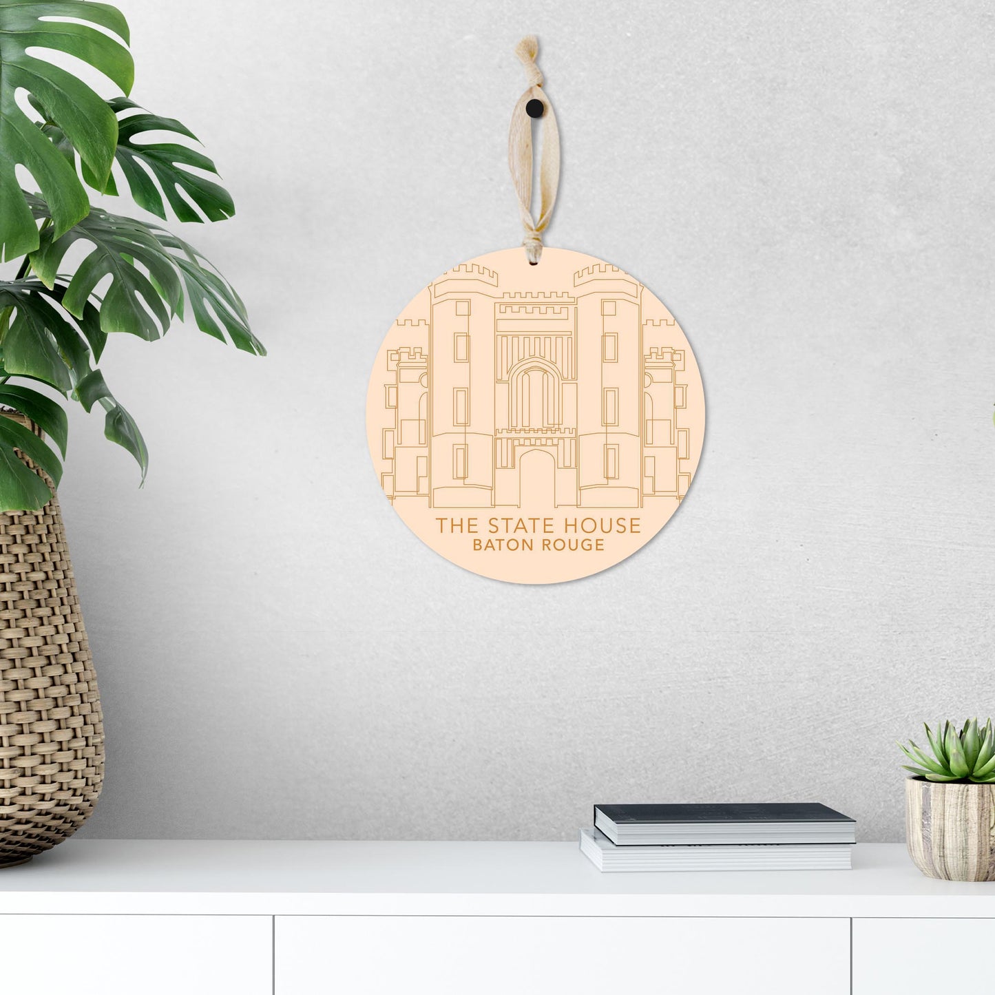 Minimalistic Baton Rouge State House Colorful | Wood Ornament | Eaches | Min 1