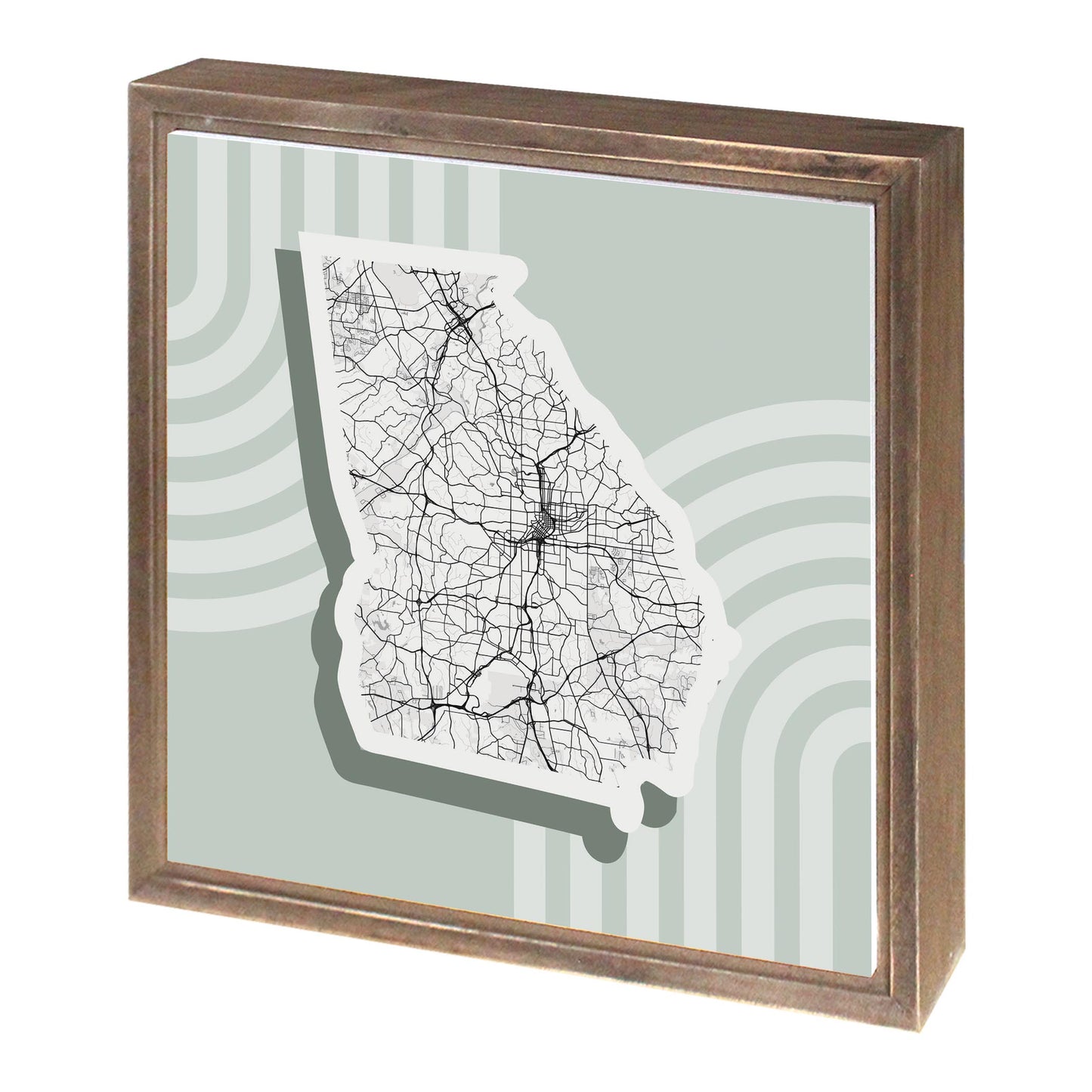 Vintage Groove Light Green Lines Map Georgia Atlanta | Wood Sign | Eaches | Min 1