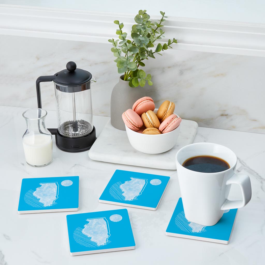 Bright Modern Geometric On Blue Georgia| Absorbent Coasters | Set of 4 | Min 2